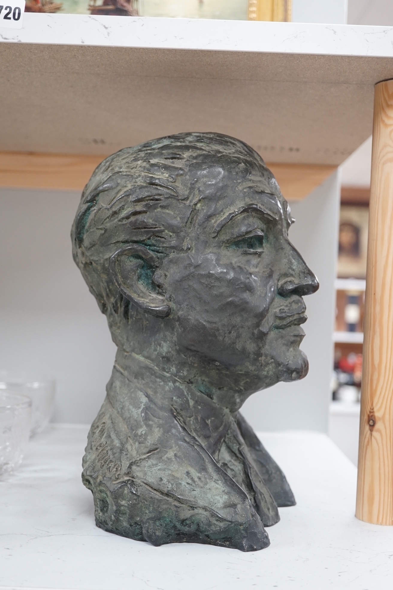 Mid 20th century bronze bust of a gentleman, Valsuani foundry mark, 30cm high. Condition - good.